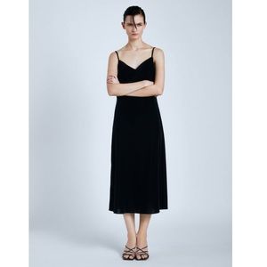 NWT black velvet bias cut dress